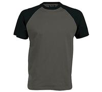 Kariban Men's Short Sleeve Baseball T-Shirt RW705 Multicolour Dark Grey/Black Medium