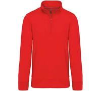 Kariban Men's Zip Neck Sweatshirt in Red | Size: Medium Kariban Red M