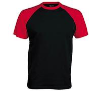 Kariban Short sleeve baseball tee Black/ Red M