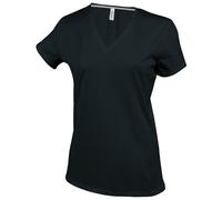 Kariban Women's Feminine Fit Short Sleeve V Neck T-Shirt in Black | Size: Medium Kariban Black M