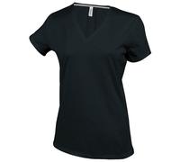 Kariban Women's Feminine Fit Short Sleeve V Neck T-Shirt in Black | Size: XL Kariban Black XL