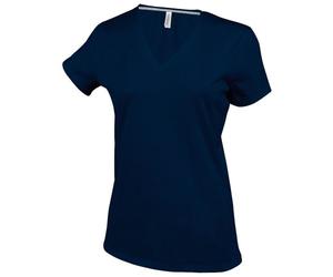 Kariban Womens/Ladies Feminine Fit Short Sleeve V Neck T-Shirt (M) (Navy)