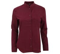 Kariban Mandarin Collar Shirt - Ladies Long Sleeve, Easy Care Fabric, Wine, Size S