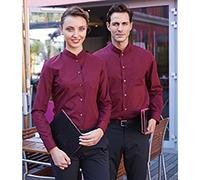 Kariban Women's Long Sleeve Mandarin Collar Shirt in Wine | Size: Medium Kariban Wine M
