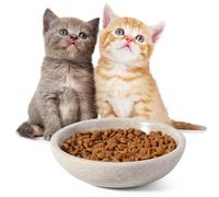 Karibiber Marble Cat Bowl, Weighted 1.5lb Cat Food Bowl for Small Dog, Small Animal Pet Food Water Dish Non-Slip, Whisker Fatigue Relief, Premium Beige Stone