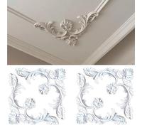 Karida 4 Pcs Ceiling Molding Kit Corners Murals Trim French Style Accent Wall Decor for Interior Medallion Ceiling with Flowers Pattern Decorative Panels for Wall (13.4 x 13.4 in,Classic)