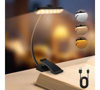 karidi Book Light,Rechargeable Reading Light,Clip on Book Reading Light. Book Light with 16 LEDs, 3 Color Modes, 360° Flexible arm,dimming & 12H Battery Ideal for Bed, Night Reading (Black, Small)