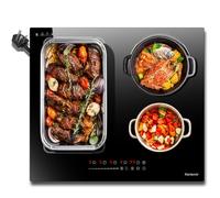 Karienvir Induction Hob 13 Amp Plug in, Electric Hob 60cm, 4 Zone Induction Cooktop 2800W, Extended Zone Induction Hob with Keep Warm, Safety Lock, Pause, 99Mins Timer, Boost