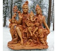 KariGhar Shiv Parivar Murti Shiv Parvati Ganesh Kartikeya Resin Statue Idol Perfect for Puja Ghar Drawing Room House Warming Gifting Good Luck Success and Prosperity 6.5 X 12 X 15 Cm Brown