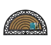 Karina H/Moon Half-Moon Doormat 45x75cm - 100% Coir in Rubber Frame, All-Weather Scraper with Embossed Pattern
