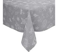 Karina Home Christmas Festive Linen Look PVC Wipe Clean Tablecloth (200cm x 140cm, Grey)