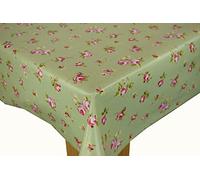 Karina Home Clarke and Clarke Rosebud Sage Green Cotton PVC Oilcloth Tablecloth 250cm x 132cm