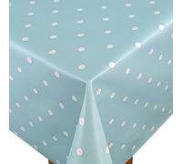 Karina Home Extra Wide Polka Dot Spot Wipe Clean Tablecloth Wider Width Vinyl PVC Table Cover Wipeable Table Cloth (Blue, 180 x 180cm)