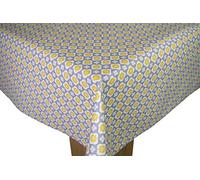Karina Home Grey and Yellow Geometric Wipe Clean Tablecloth Vinyl PVC Table Cover Wipeable Table Cloth(200cm x 140cm)