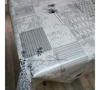 Karina Home Grey Charcoal Patchwork Leaf Wipe Clean Tablecloth Vinyl PVC Table Cover Wipeable Table Cloth (200cm x 140cm)