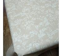 Karina Home Isla Leaf Pattern Beige Wipe Clean Tablecloth Vinyl PVC (Beige, 200cm x 140cm)