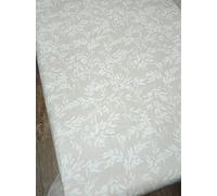 Karina Home Isla Leaf Pattern Beige Wipe Clean Tablecloth Vinyl PVC (Beige, 400cm x 140cm)