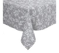Karina Home Isla Leaf Pattern Grey Wipe Clean Tablecloth Vinyl PVC (Grey, 250cm x 140cm)