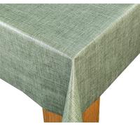 Karina Home Moss Green Linen Look Wipe Clean Tablecloth Vinyl PVC Table Cover Wipeable Table Cloth (Green, 120cm x 120cm)