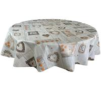 Karina Home Orange on Grey Wood Effect Love Hearts Wipe Clean Tablecloth Vinyl PVC Table Cover Wipeable Table Cloth (Orange, Round 138cm)