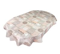 Karina Home Oval Dusky Pink and Taupe Hearts Wipe Clean Tablecloth Vinyl PVC Table Cover Wipeable Table Cloth Oval 180cm x 140cm…