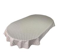Karina Home Oval Polka Dotty Wipe Clean Tablecloth Vinyl PVC Table Cover Wipeable Plastic Table Cloth Oval (Grey, 140 x 200cm)