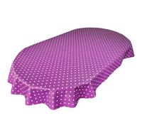 Karina Home Oval Polka Dotty Wipe Clean Tablecloth Vinyl PVC Table Cover Wipeable Plastic Table Cloth Oval (Purple, 140 x 200cm)
