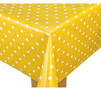 Karina Home Oval Polka Dotty Wipe Clean Tablecloth Vinyl PVC Table Cover Wipeable Plastic Table Cloth Oval (Yellow, 140 x 200cm)
