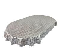 Karina Home Oval Precious Metallic Silver Lace Wipe Clean Tablecloth Vinyl PVC Table Cover Wipeable Table Cloth (Silver Precious, Oval 180cm x 140cm)
