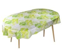 Karina Home Oval Wipe Clean Tablecloth Exotic Palm Leaves Green Vinyl PVC 180cm x 140cm Oval