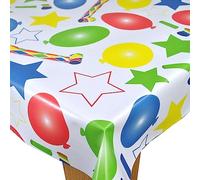 Karina Home Party Time Balloons Birthday Wipe Clean Tablecloth Vinyl PVC Table Cover Wipeable Table Cloth (200cm x 140cm)