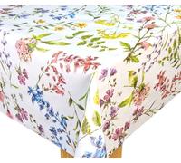 Karina Home Summer Meadow Floral Flowers Wipe Clean Tablecloth Vinyl PVC Table Cover Wipeable Table Cloth (120cm x 120cm)