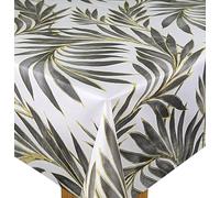 Karina Home Tropical Beach Palm Leaves Tex Wipe Clean Tablecloth Vinyl PVC Table Cover Wipeable Table Cloth (120cm x 120cm, Grey)