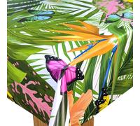 Karina Home Tropical Rainforest Butterflies Multi Wipe Clean Tablecloth Vinyl PVC Table Cover Wipeable Table Cloth 180cm x 140cm