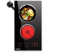 Karinear 2 Ring Ceramic Hob 30cm Electric Hob 13amp Plug Touch Control 1800W with Child Lock Timer