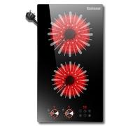 Karinear 2 Ring Ceramic Hob 30CM Plug in Ceramic Hob 13Amp, 2 Ring Electric Hob 2800W, Touch Control with Safe Lock, Timer, Come with Scraper 220~240V