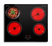 Karinear Ceramic Hob, 4 Zone Built-in Hob 60cm with Pause Function， 6000W Hard Wired Touch Control with Safe Lock