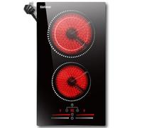 Karinear Plug in Ceramic Hob 13Amp, 2 Ring Electric Hob 2800W, Touch Control with Safe Lock, Timer, Come with Scraper 220~240V