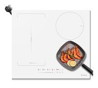 Karinear White Induction Hob, 4 Zone Built in Induction Hob 60cm with Flex Zone 2800W with Timer Auto Switch Off Safety Lock Boost with Plug