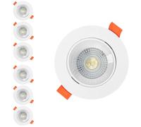 Kariosid 6X LED Dimmable Recessed Tilt Downlight，7W 6000K Ultra Slim Recessed Spot Lights, Ceiling Cut-Out Ø70mm/,IP44 Round Spotlight for Bathroom,Kitchen,Bedroom,Living Room