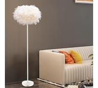 Kariosid Feather Floor Lamp,Modern Floor Lamp for Living Room,55" Standing Lamp,White Feather Floor Light for Bedroom,Study,Nursery,Home Office Decoration(E27 Base Holder)