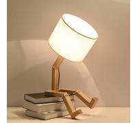 Kariosid Robot Cute Desk Lamp,Wood Bedside Table Lamp,Creative Table Lamp Wood Base Adjustable Shape,Fun Funky Wooden Reading Light for Bedroom,Study, Office,Kids Room(E27)