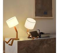 Kariosid Robot Desk Lamp Set of 2,Cute Bedside Light for Bedroom,Wooden Creative Table Lamp,Adjustable Shape Bedside Fun Funky Light,DIY Fun Robot Lamp for Bedroom,Study Desk,Kids Room,Office