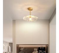 Kariosid Semi Flush Mount Ceiling Light Fixture,Modern Flower Glass Ceiling Lights,Vintage Gold Brass Close to Ceiling Light for Entrywayr,Hallway,Courtyard,Showroom