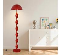 Kariosid Unique Floor Lamp for Living Room,63" Creative Funky Red LED Mushroom Lamp,3 Colors Dimmable Standing Light,Mid Century Modern Tall Floor Lamp with Iron Dome Shade for Bedroom,Office,Corner