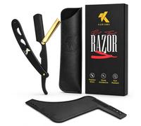 KARISMA Cut Throat Razor for Men, Professional Straight Edge Barber Razor with Sturdy Architecture, Rust Resistant Matte Black & Gold Finish, Ideal for Traditional Wet Shaving (Blades Not Included)
