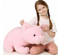 Karister Giant Pig Plush Toy, 27.6" Large Pink Pig Stuffed Animal with Big Ear, Cute Snuggly Stuffed Pig for Kids Adults, Cuddly Farm Animal Plushies for Christmas Birthday Gift