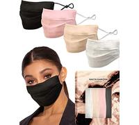 KARIZMA Beverly Hills Silk Face Mask 4-Pack Collection: Fashionable Designer Washable Fabric Reusable Facemasks