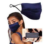 KARIZMA Beverly Hills Silk Face Mask. Navy Designer Face Mask for Women. Washable Fabric Reusable Facemask. 19 Momme Mulberry Silk Mask - Luxury Fashion Masks