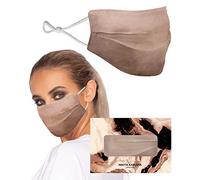 KARIZMA Beverly Hills Silk Face Mask - Taupe Designer Washable Reusable Facemask for Women - 19 Momme Mulberry Silk Luxury Fashion Mask